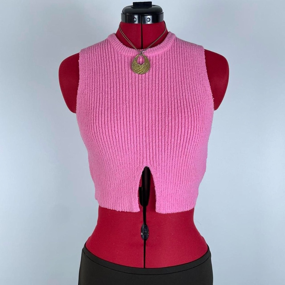 Zara Pink Notched Crop Top